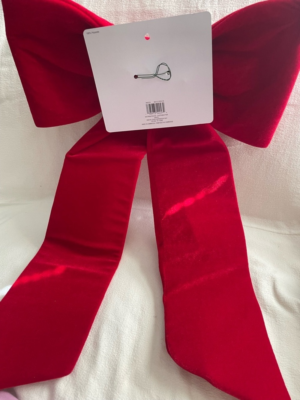 NWT Celebrate It Large Red Velvet Tree Bow - Picture 2 of 9